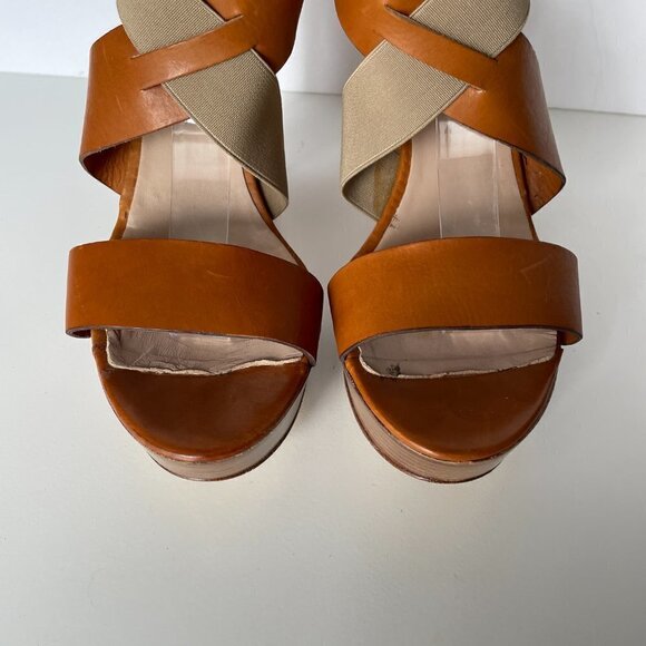 NAPOLEONI Heeled Sandals Strappy Pull On Open Toe Leather Brown Tan 9 - Picture 7 of 9